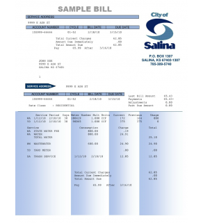 Utility, City Water Bill #1